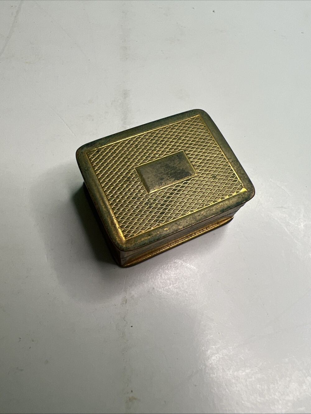 Vintage Volupte USA Perfume Little Brass Snuff Pill Box Antique Miniature